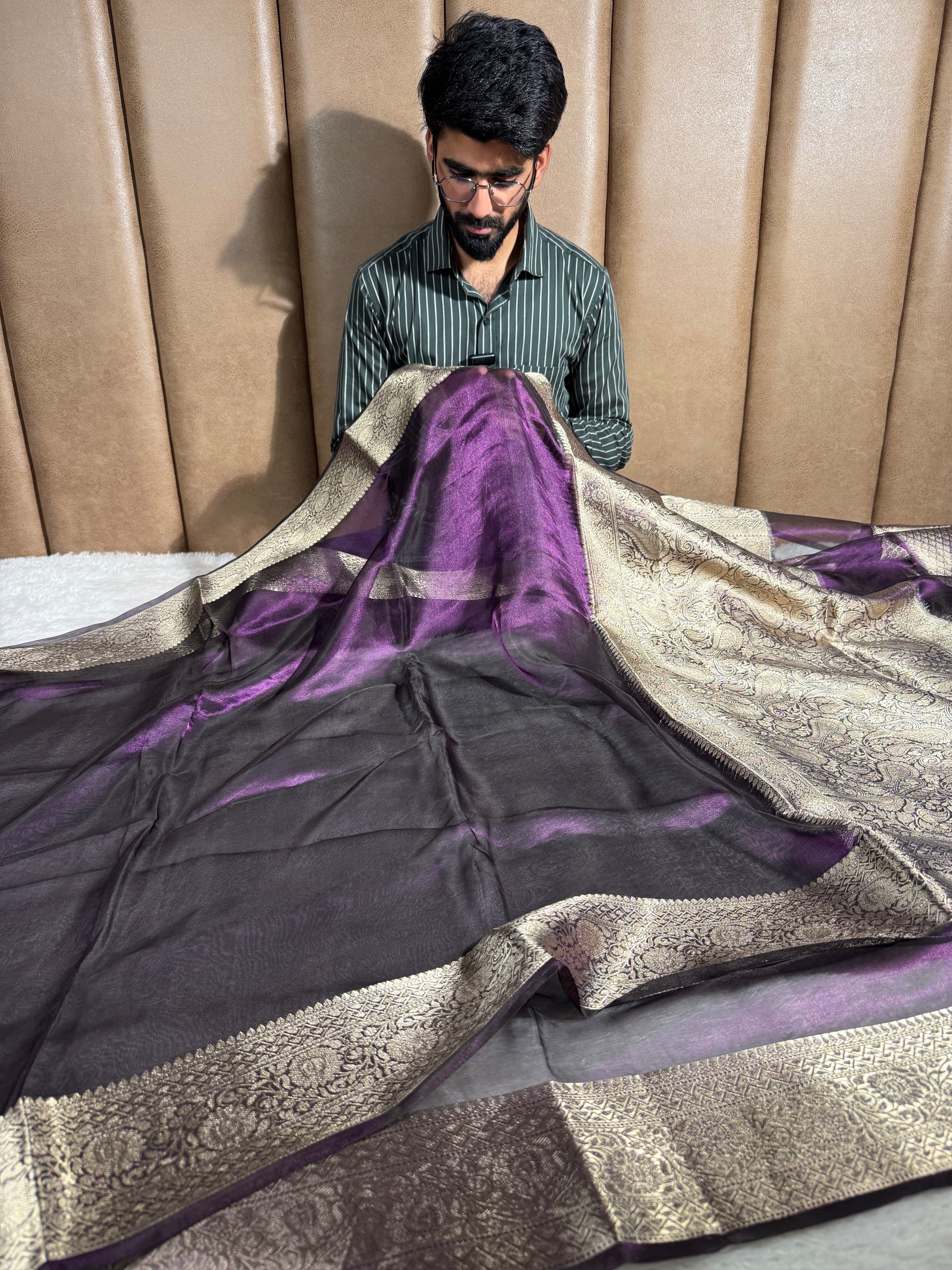 Rare Baigani Pure Tissue Silk Banarasi Saree