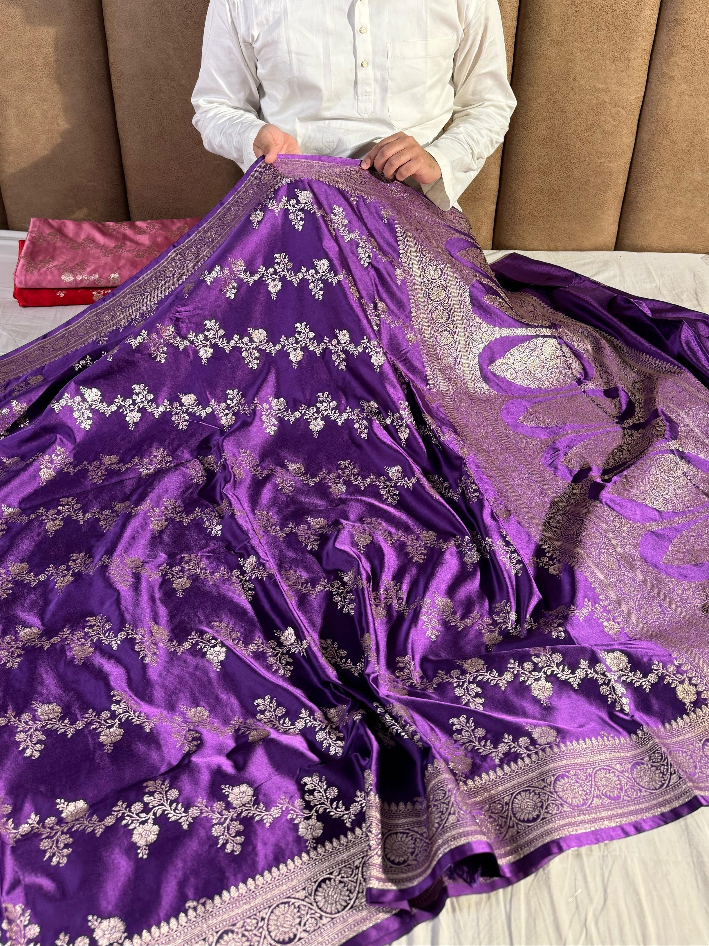 Bright Purple Shade Mashru Katan Silk Saree