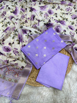 Lavender Shade Banarasi Silk Suit Set