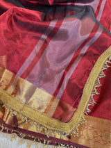 Carmine Red Maharani Tissue Silk Saree