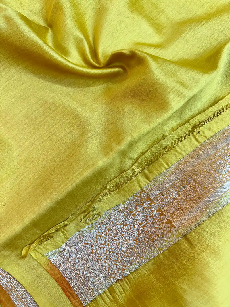 Mustard Yellow Pure Chiniya Silk Banarasi Saree