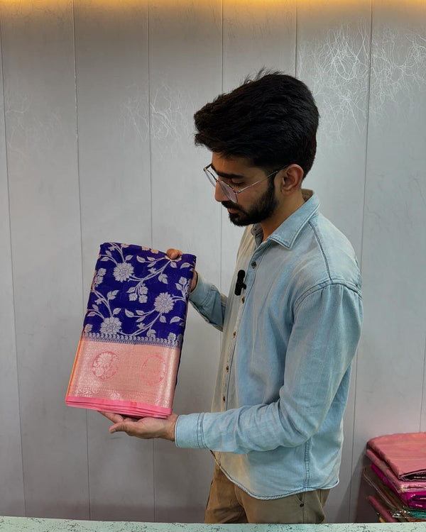 Rare Exclusive Shades in Handloom Inspired Designs Chinia Silk Banarasi Saree