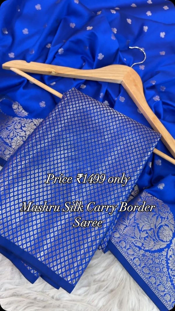 Carry Border Weave Mashru Silk Banarasi Saree