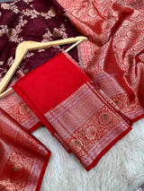 Maroon Chinia Silk Banarasi Saree