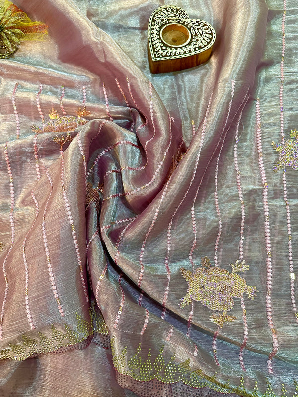 Designer Tissue Shimmery Sequin Saree