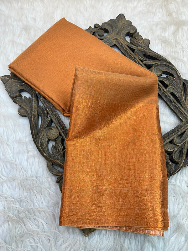 Copper Zari Kota Tissue Silk Banarasi Saree