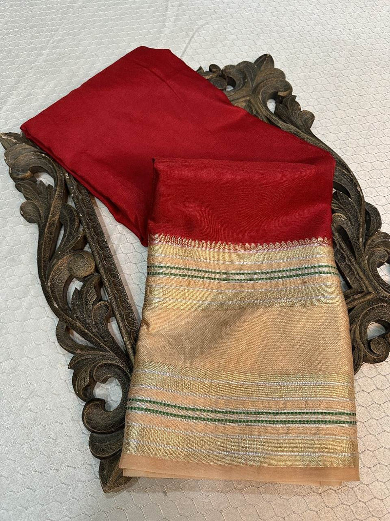 Red Colour Shade Warm Silk Banarasi Saree