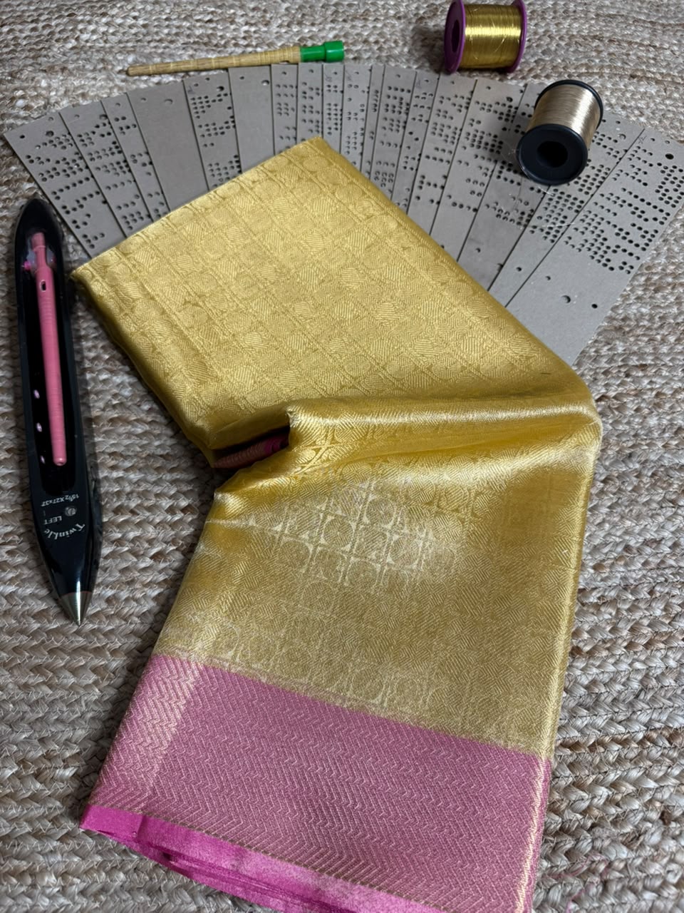 Light Gold Brocade kanjivaram Tissue Saree