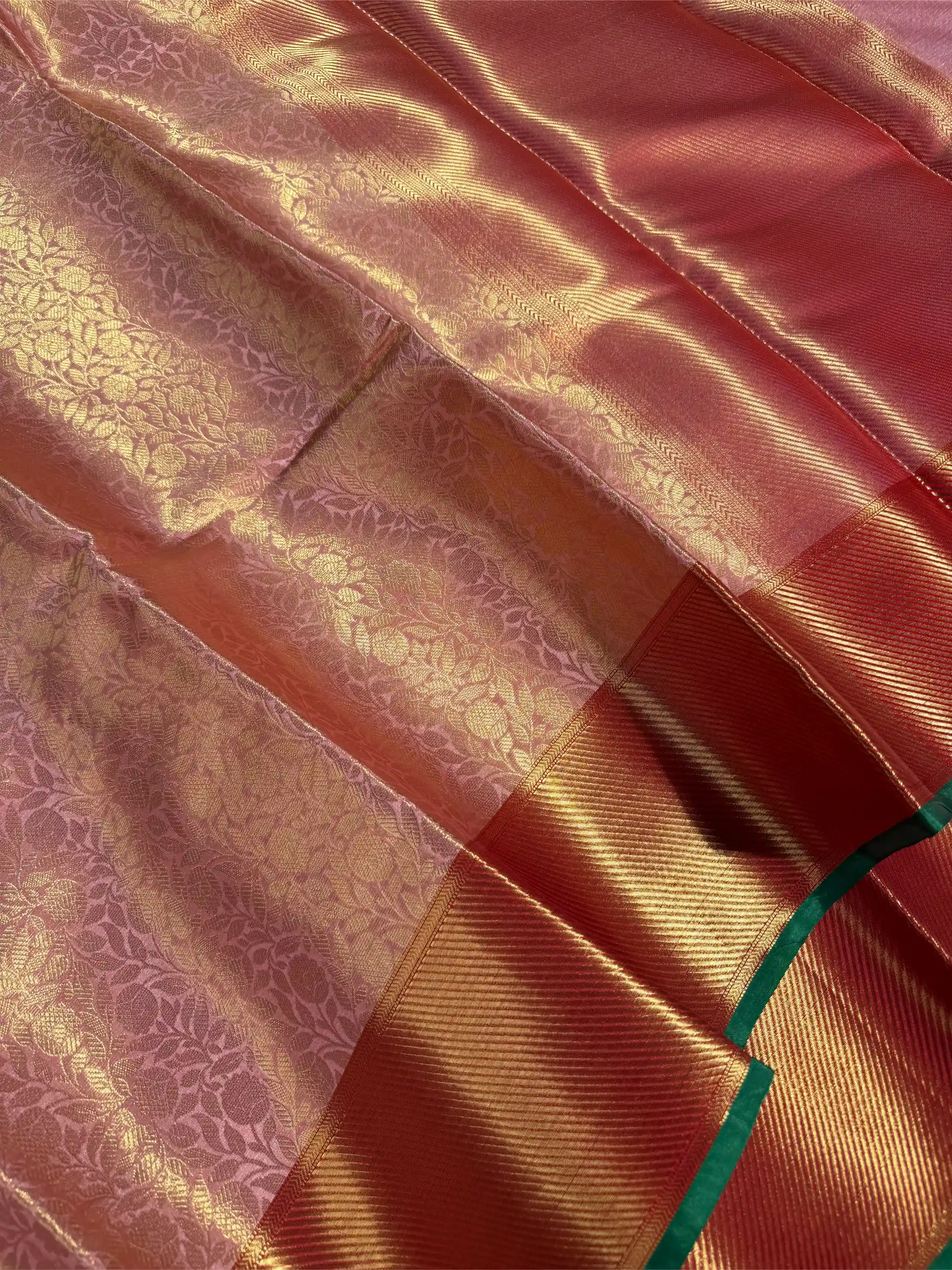 Mauve Peach Tissue Silk Floral Jaal Banarasi Saree