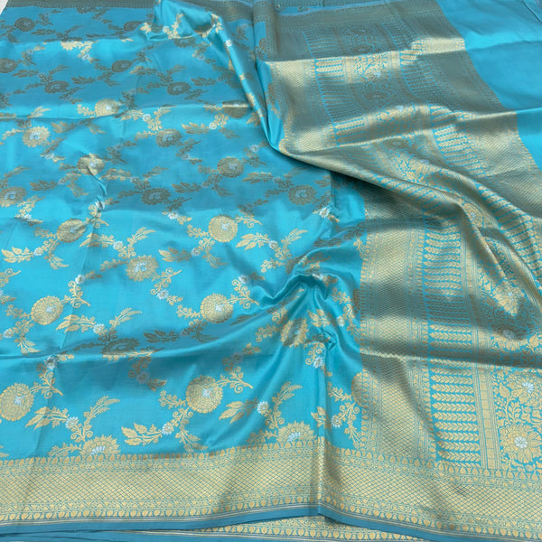 Sky Blue Pure Katan Silk Saree