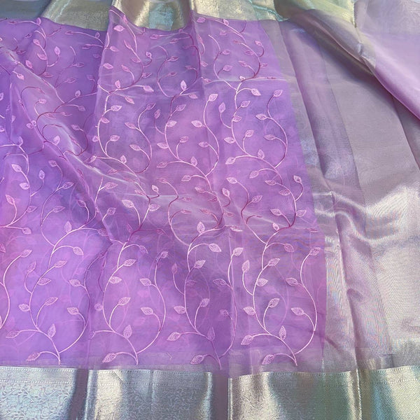 Pink Shade Kora Organza Saree