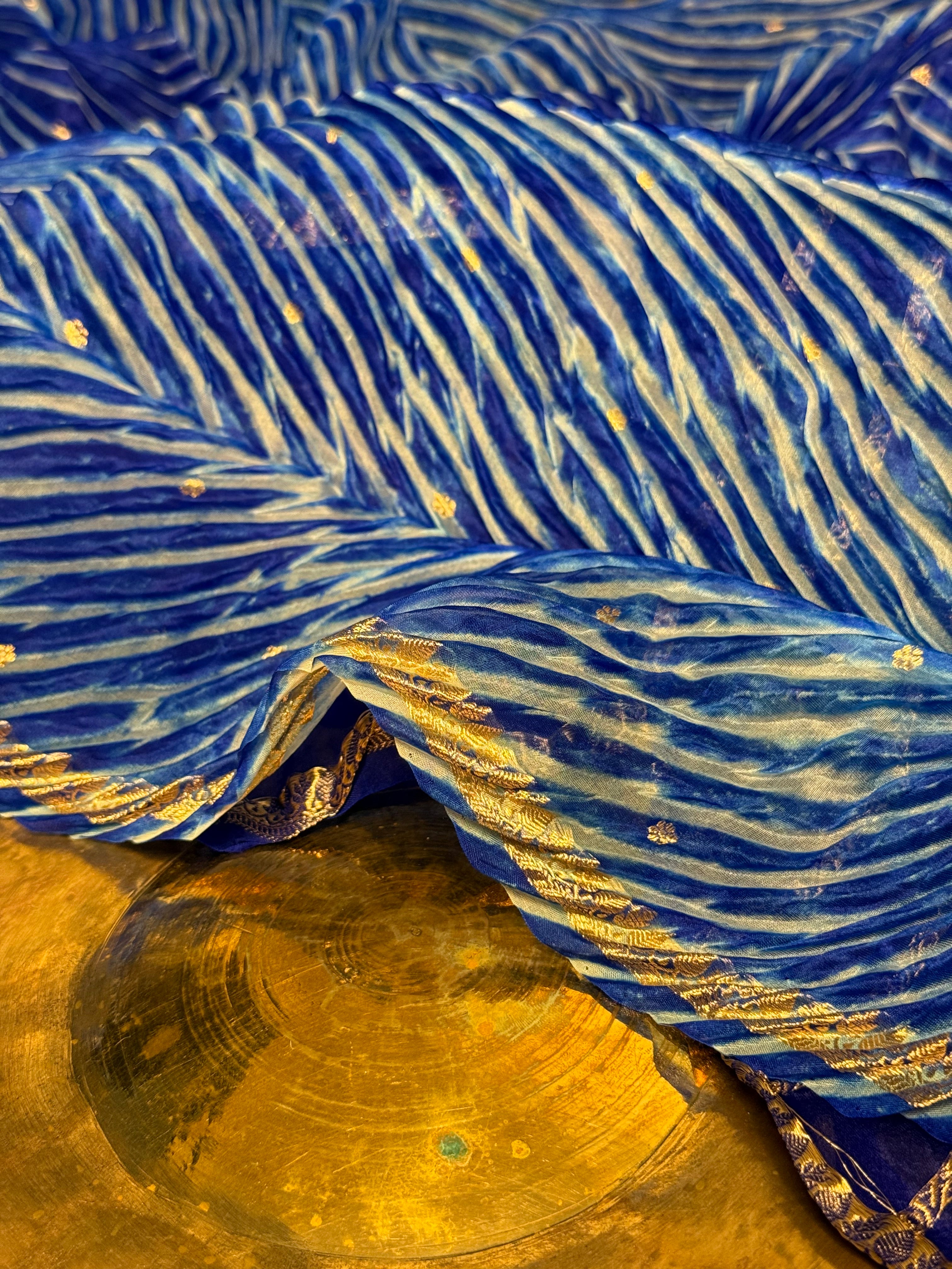 Arashi Shades of Blue Pure Kora Silk Saree