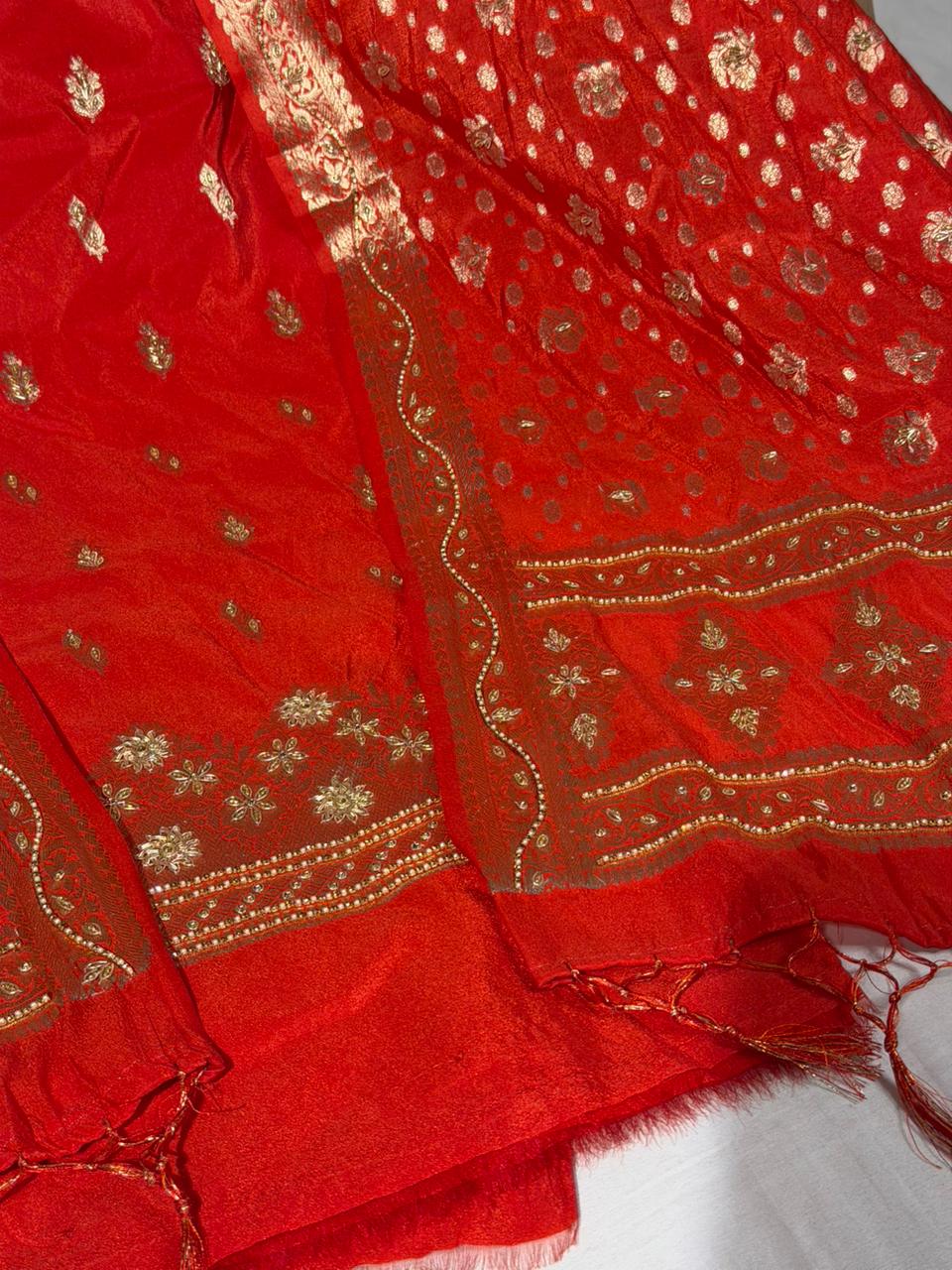 Bridal Red Chinia Silk Premium Handwork Suit
