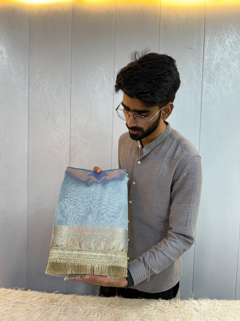 Powder Blue Maharani Tissue Silk Saree