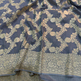 Light Grey Shade Munga Silk Saree