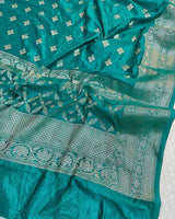 Sea Green Semi Katan Banarasi Suit