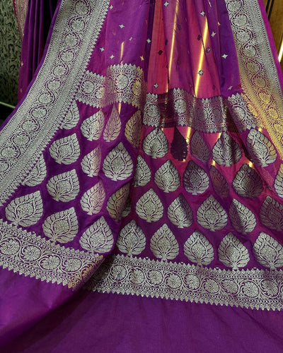 Lavender Katan Silk Handloom Banarasi Saree