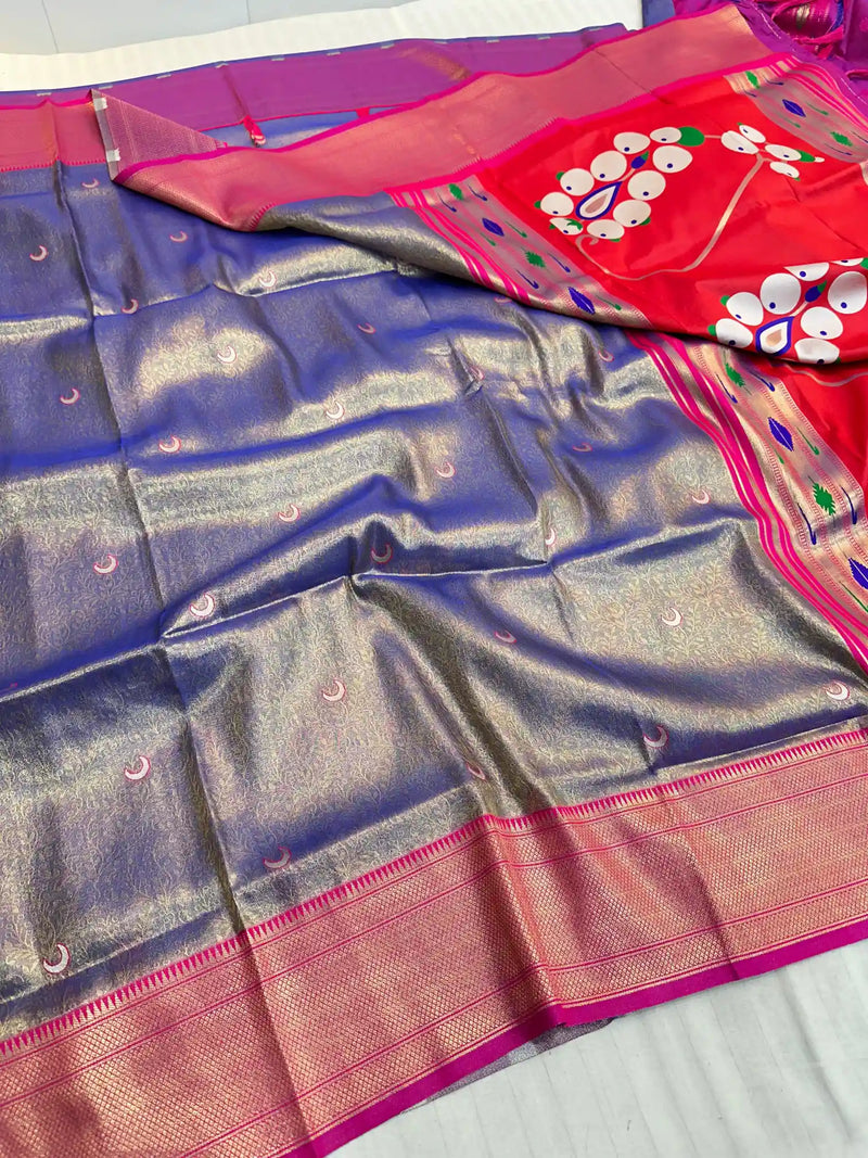 Exclusive Embossed Paithani Tissue Silk Saree