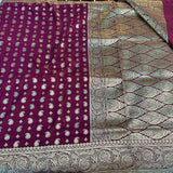 A Sober Wine Colour Shade Satin Katan Silk Saree