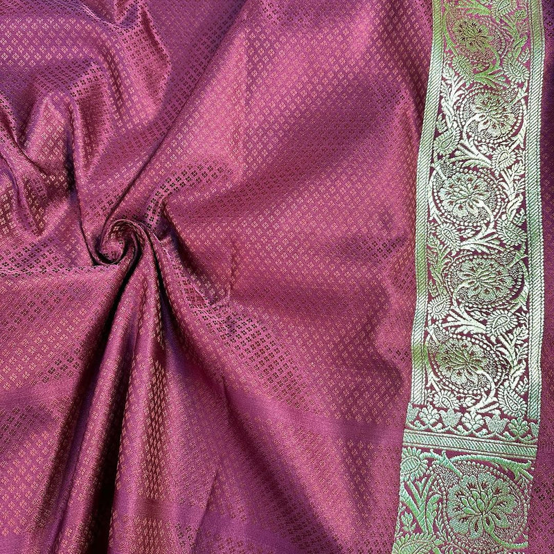 A Sober Wine Colour Shade Satin Katan Silk Saree