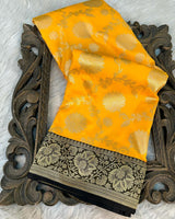 An Exclusive Yellow Colour Shade in Katan Silk Banarasi Saree