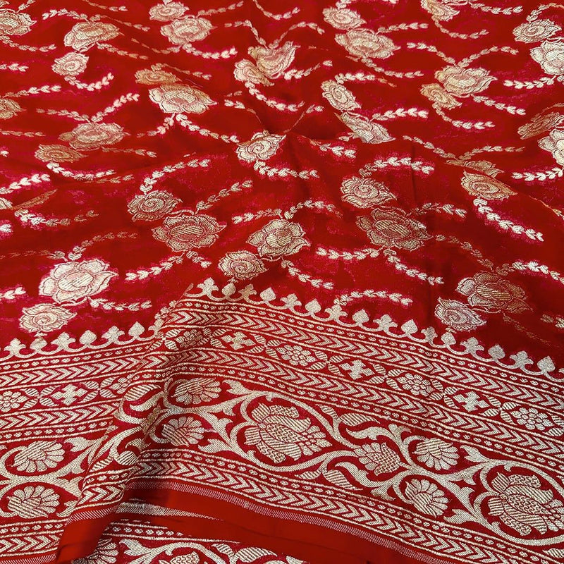 Red Exclusive Treasure Pure Chiffon Silk Banarasi Saree