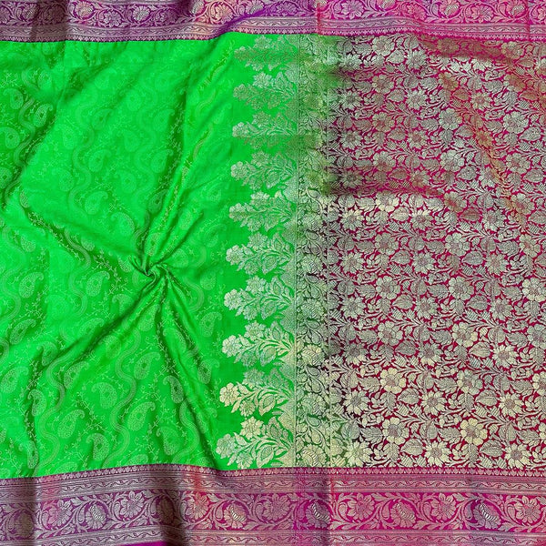 Light Green Colour Satin Katan Silk Saree