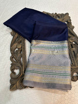 Nevy Blue Colour Shade Warm Silk Banarasi Saree