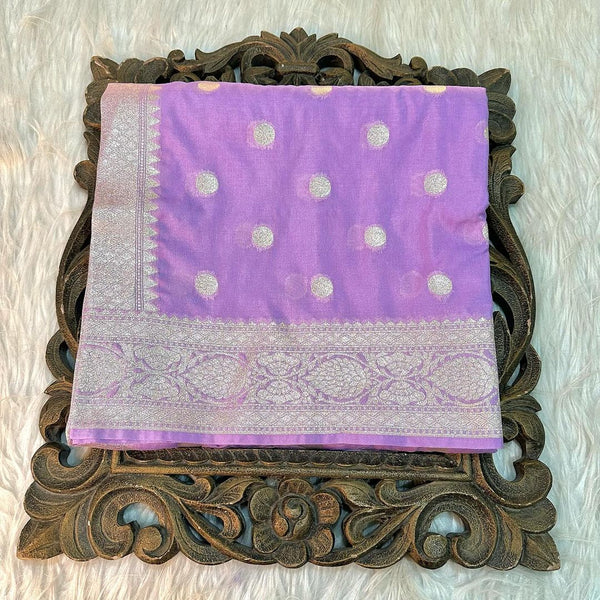Most Requested Lavender Colour Raw Silk Banarasi Saree