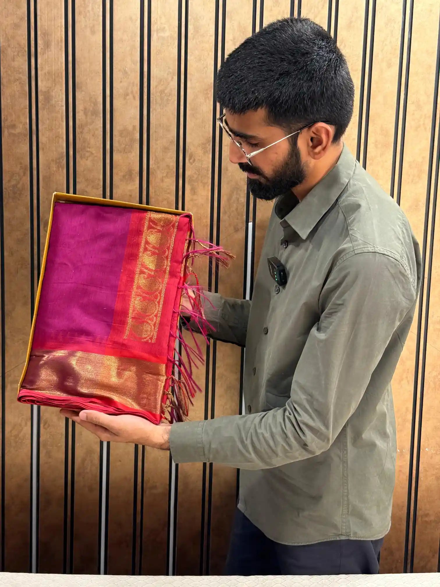 Rani pink soft cotton silk Banarasi saree