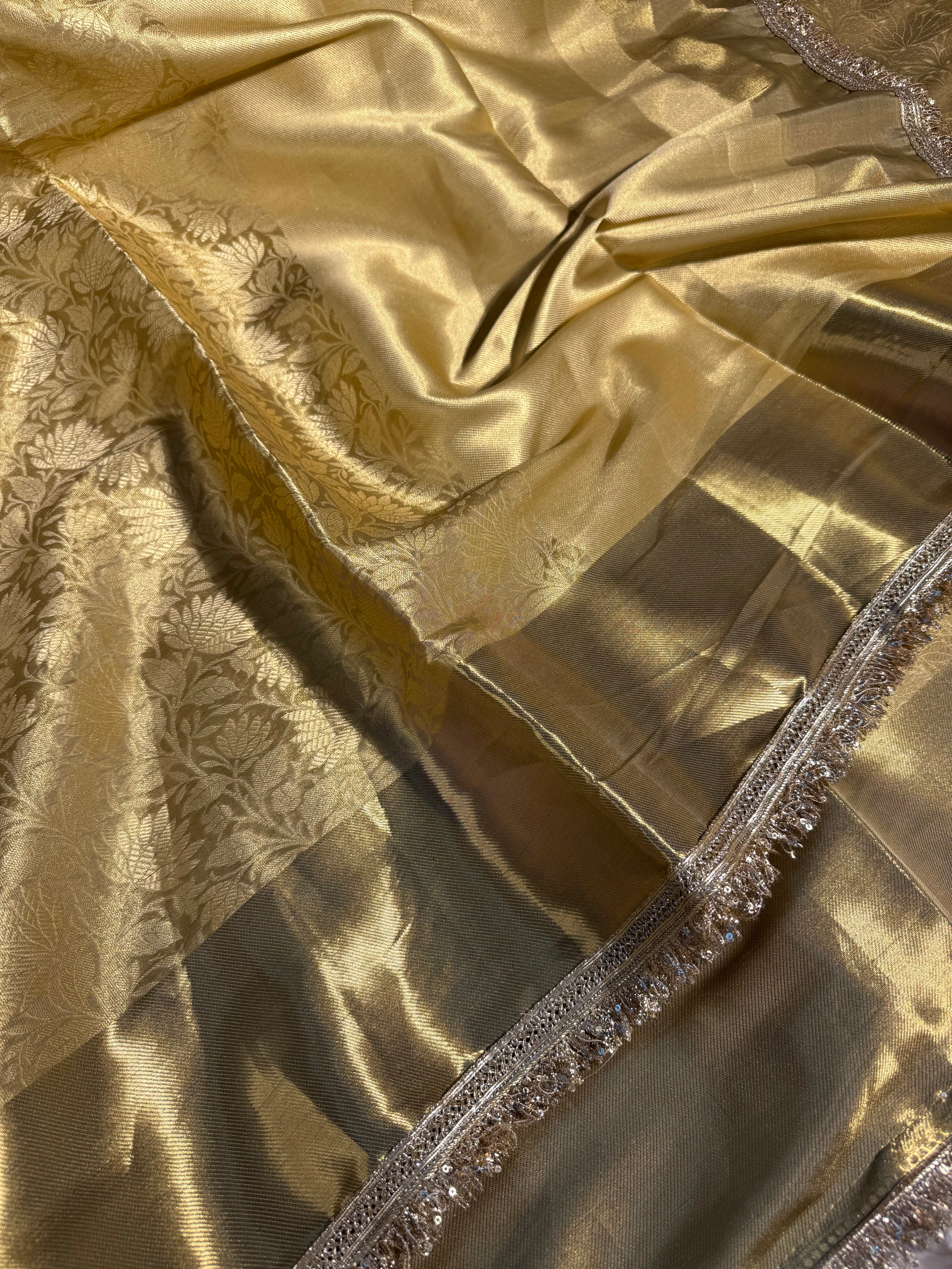 Nita Ambani Ma’am Inspired Kanjeevaram Tissue Silk Lace Attached Saree