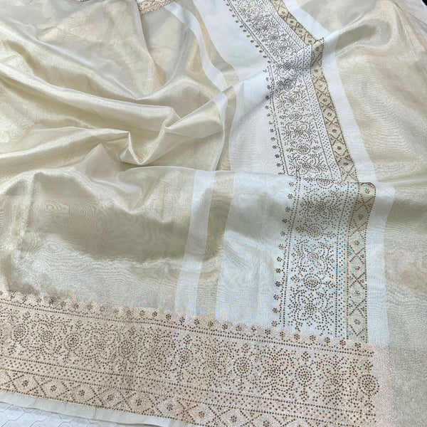 Traditional Tissue Silk Saree with Swarovski Work