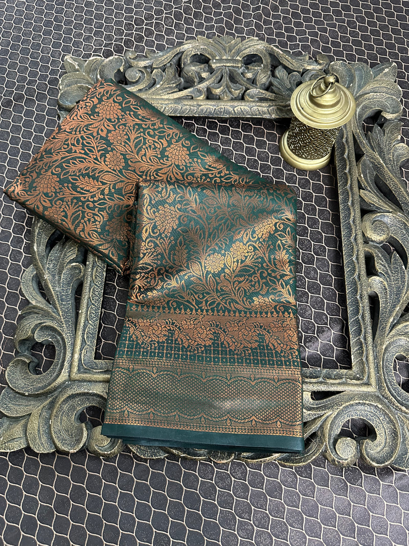 Beautiful Soft Cotton Zari Buta Banarasi Saree