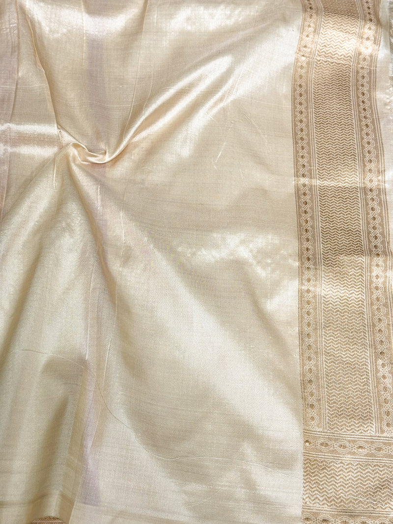 Ivory Pure Katan Silk Banarasi Saree