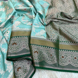 Sea Green Chinia Silk Banarasi Saree