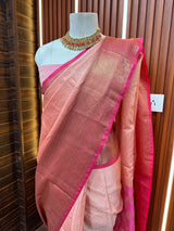 Peach Kanchi Kora Ready to Wear Banarasi Saree