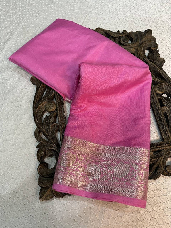 Light Pink Colour Mysore Silk Saree
