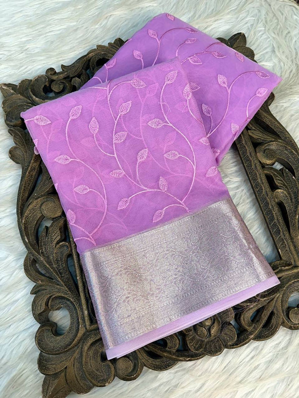 Pink Shade Kora Organza Saree