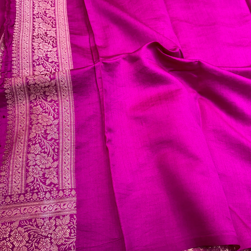 Dark Rani Pure Chiniya Silk Saree