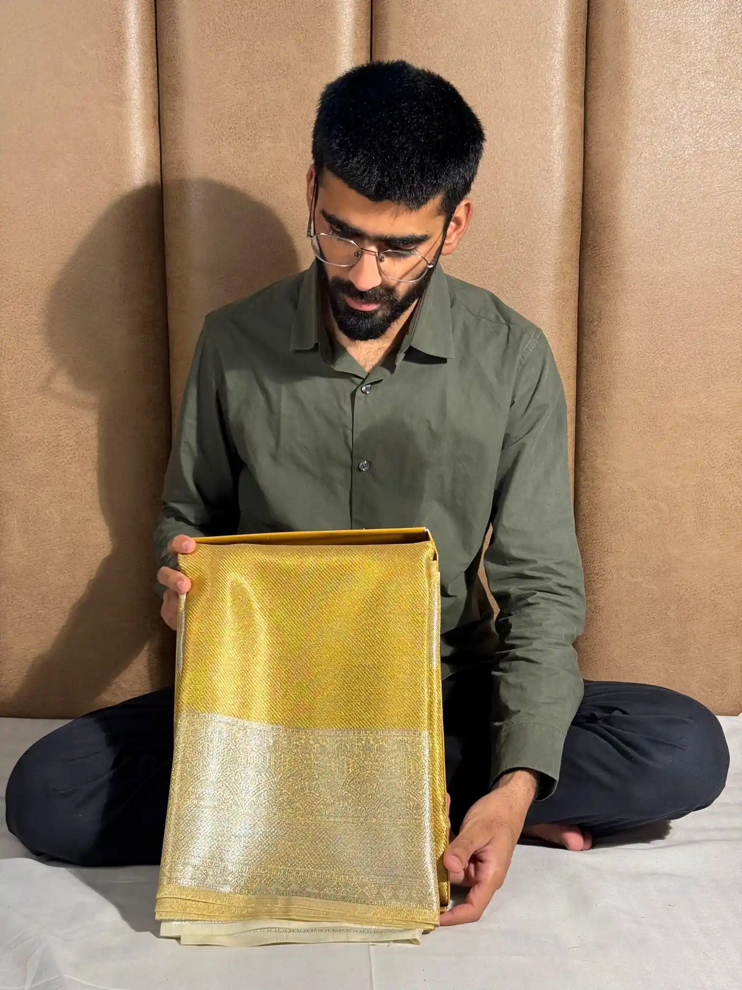 Gold and silver brocade tissue silk saree