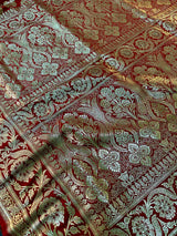 Red Banarasi Satin Katan Silk