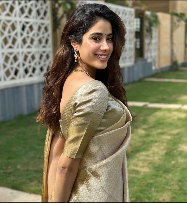 Janhvi Kapoor in Soft Kanchipuram Tissue Silk Saree