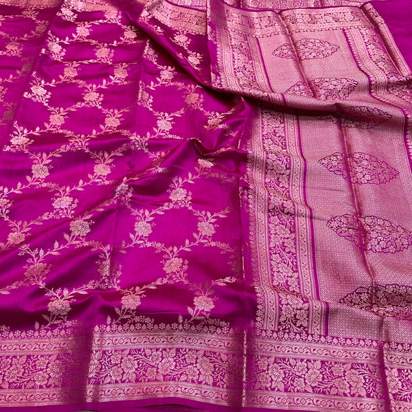 Dark Rani Pure Chiniya Silk Saree