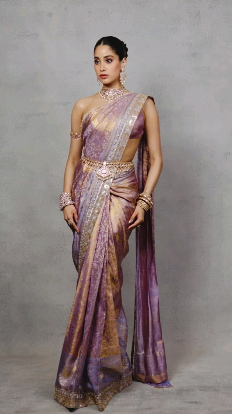 Lilac Shade Kanjivaram Embossed Tissue Designer Banarasi Saree