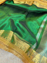 Emerald Green Maharani Tissue Silk Saree