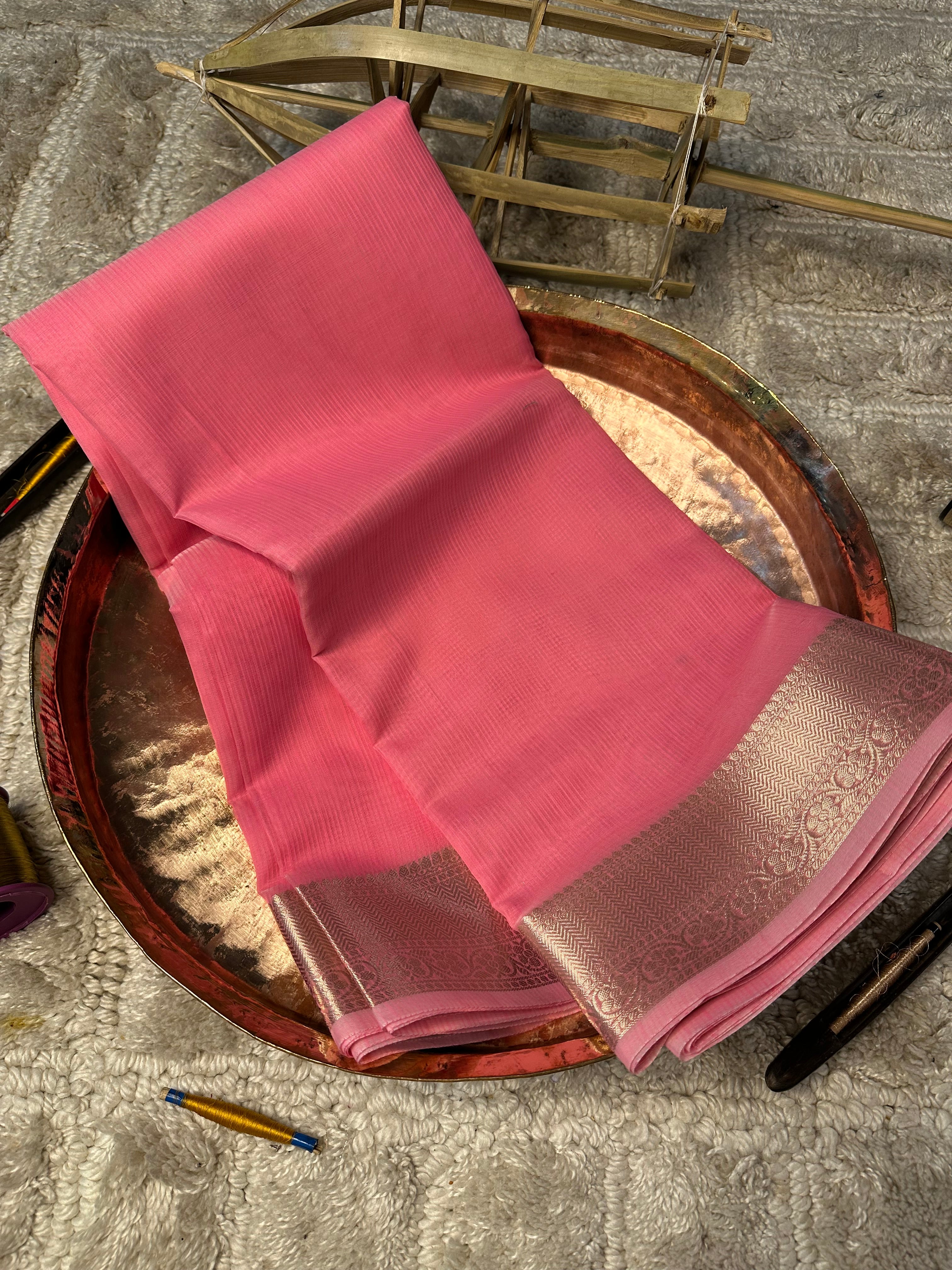 Contemporary Weave Kora Soft Silk Banarasi Saree