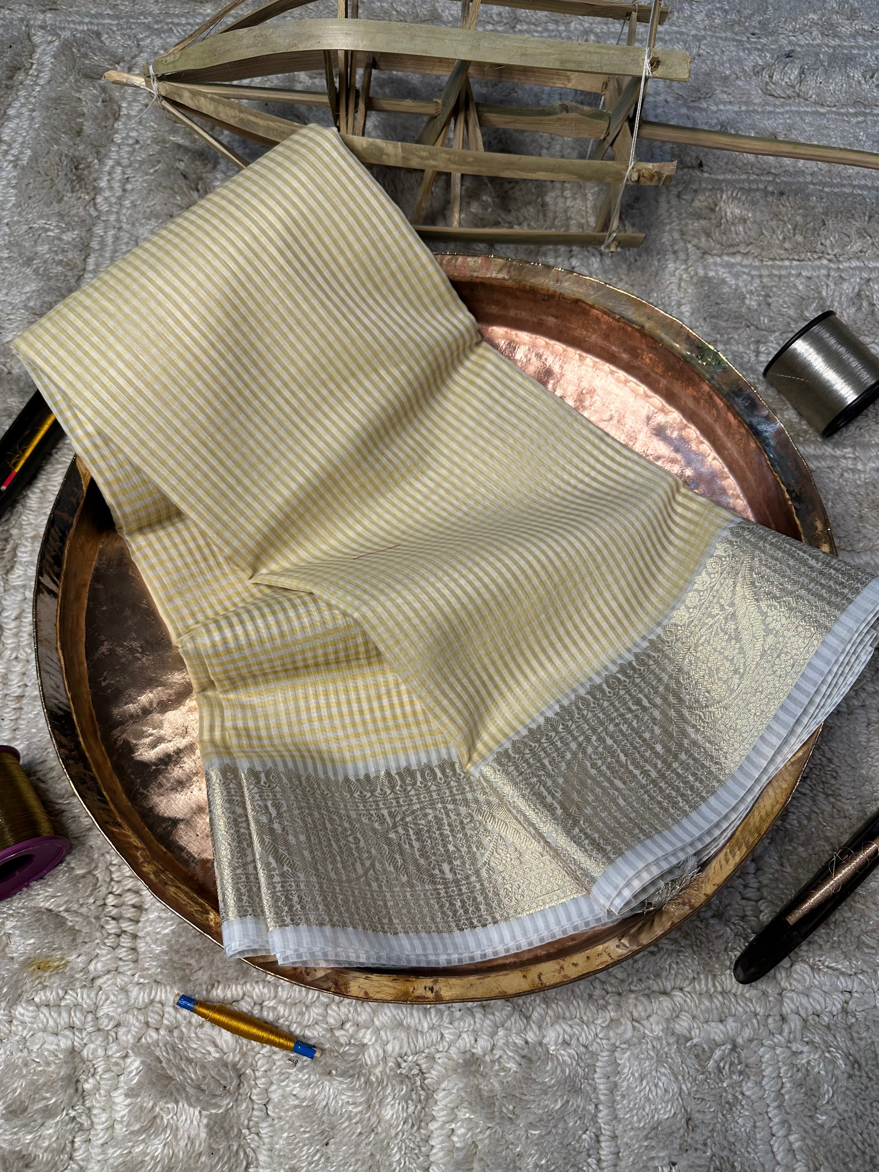 Contemporary Weave Kora Soft Silk Banarasi Saree