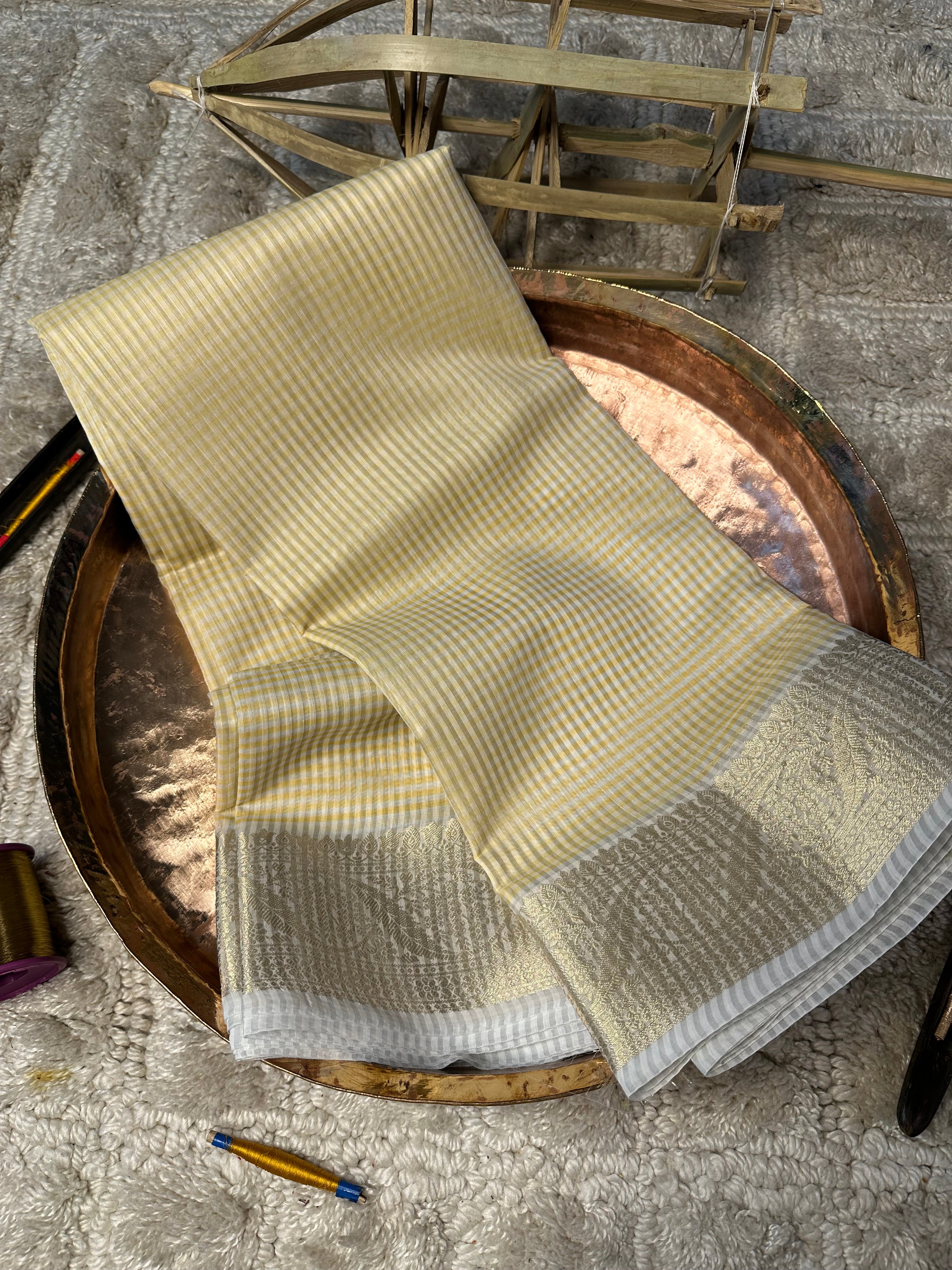 Contemporary Weave Kora Soft Silk Banarasi Saree