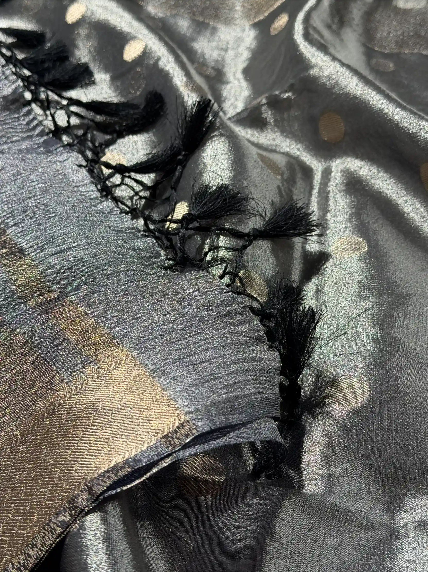 Ash Grey Kora Tissue Silk Banarasi Suit