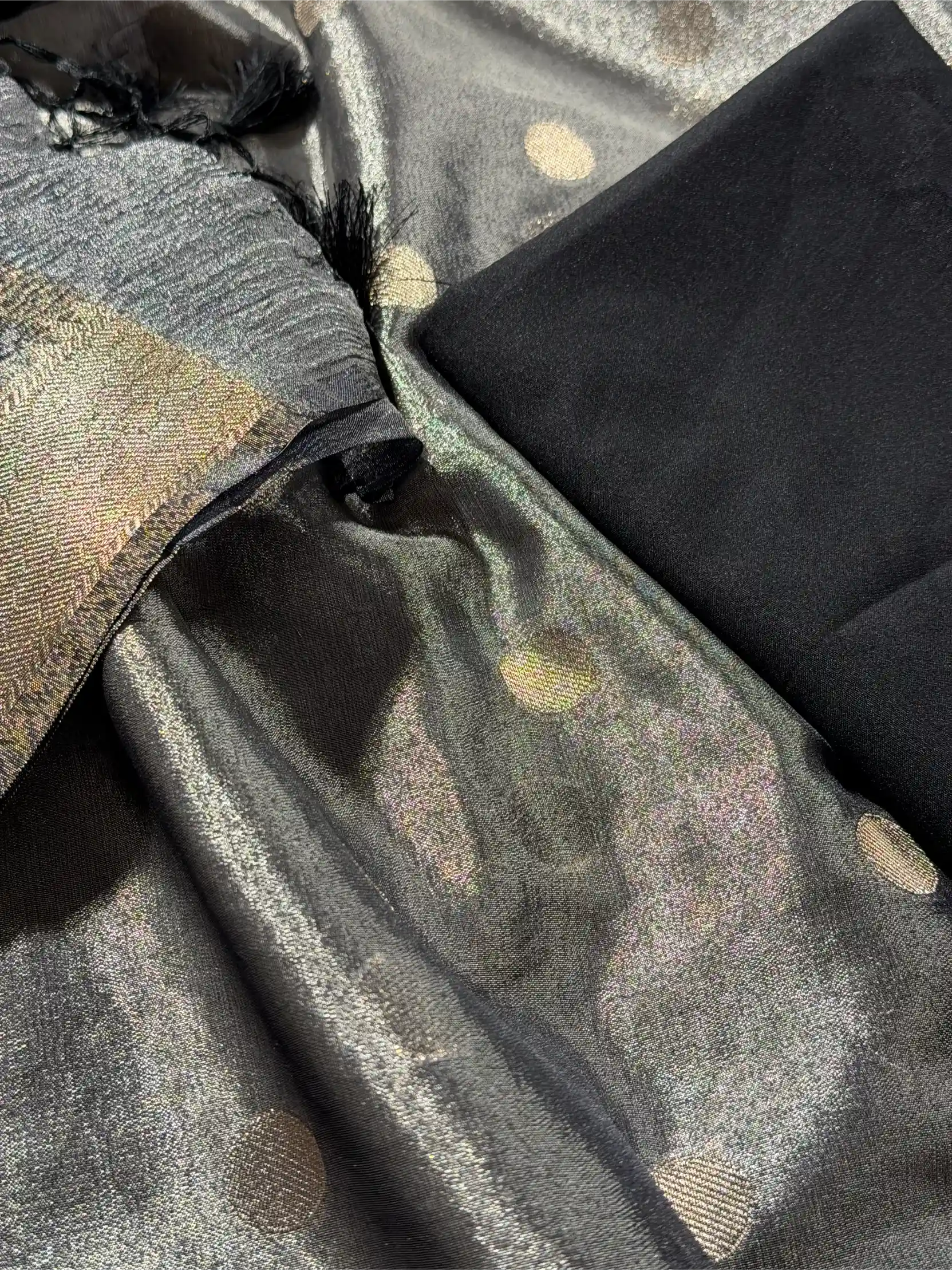 Ash Grey Kora Tissue Silk Banarasi Suit